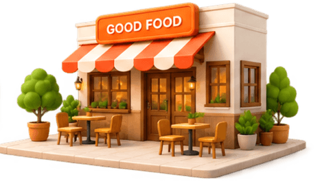 Small restaurant storefront illustration